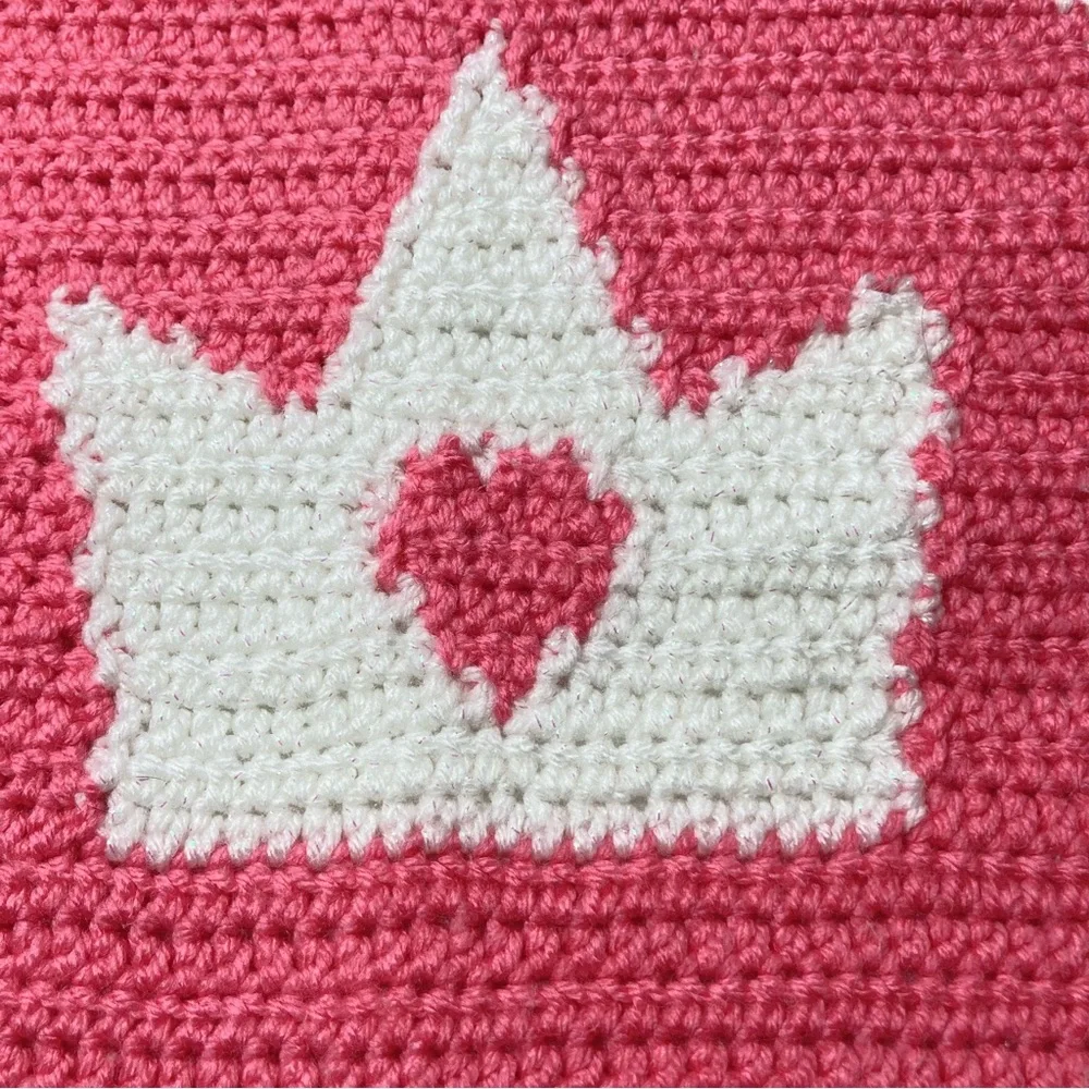 Hand Crochet Afghan Princess Baby Blanket Throw Pink